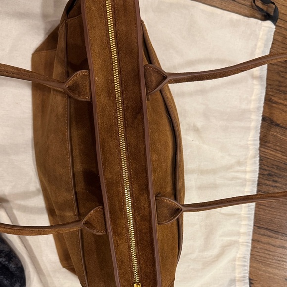 Quince Suede Zip Top Tote Bag in Whiskey Brown - Picture 15 of 15